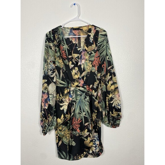 Flowers by Zoe Dresses & Skirts - Miss Avenue Long Sleeve Black Floral Printed High Low Dress Size Medium Romantic